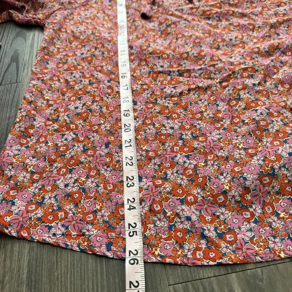 Sanctuary Women Tunic Blouse Top M Pink 100% Polyester Floral Long Sleeves - Picture 9 of 11